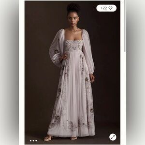 Stargazer Valetta empire waist puff sleeve backless gown